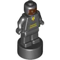 Minifig Trophy Statuette, Hufflepuff Student, Reddish Brown Face Print, Black