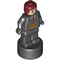 Minifig Trophy Statuette, Gryffindor Student, Dark Red Hair Print, Black