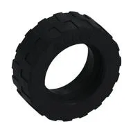 Tyre 17.5 x 6 with Shallow Staggered Treads and Middle Band, Black