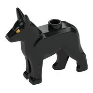 Animal, Dog, Alsatian / German Shepherd (Police Dog) with Bright Light Orange Eyes, Dark Bluish grey Nose Print (Sirius Black), Black