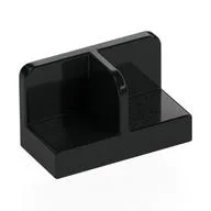 Panel 1 x 2 x 1 with Rounded Corners and Central Divider, Black