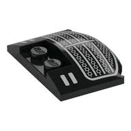 Brick Round 3 x 4 x 2/3 Triple Curved with Silver Grill, Headlights Print, Black