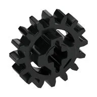 Technic Gear 16 Tooth Reinforced [New Style], Black