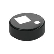 Tile Round 1 x 1 with Large and Small White Squares Print (Brickheadz Eye), Black