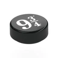 Tile Round 1 x 1 with White '9 3/4' Print, Black