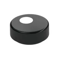 Tile Round 1 x 1 with White Dot/Circle/Eye Print, Black