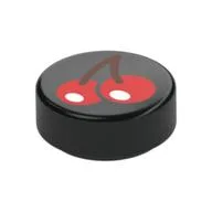 Tile Round 1 x 1 with Cherries Print, Black