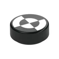 Tile Round 1 x 1 with White Quarter Circles Print, Black