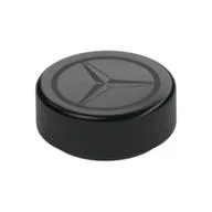 Tile Round 1 x 1 with Mercedes Logo Print, Black