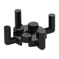 Plate Special Round 2 x 2 with Pin Hole and 4 Bars Up, Black