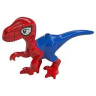 Animal, Dinosaur, Spider-Raptor with Red Arms, Legs, Head, Black Spider-Webs Print, Blue