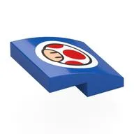 Brick Curved 2 x 2 x 2/3 with Toad Face Print, Blue