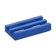 Tile Special 1 x 2 Grille with Bottom Groove, Blue