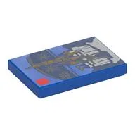 Tile 2 x 3 with Disney Castle LEGO Set Print, Blue