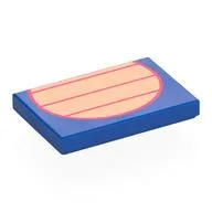 Tile 2 x 3 with Light Nougat Belly, Coral Lines Print, Blue