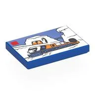 Tile 2 x 3 with LEGO Set, Arctic Train Print, Blue