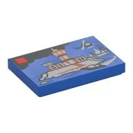Tile 2 x 3 with LEGO Set Box Print, Blue