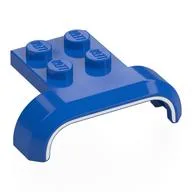 Wheel Arch, Mudguard 3 x 4 with 2 x 2 Plate with White Stripe Print, Blue