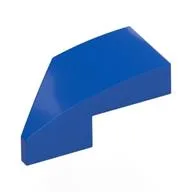 Brick Wedged, Curved 2 x 1 with Stud Notch Right, Blue