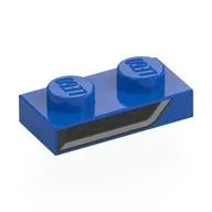 Plate 1 x 2 with Black, Dark Bluish Grey Air Intake Print, Blue