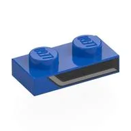 Plate 1 x 2 with Black, Dark Bluish Grey Air Intake Print, Blue