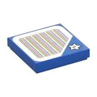 Tile 2 x 2 with Star and Barcode Print (Sticker), Blue