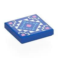 Tile 2 x 2 with Bright Pink/Blue/Dark Turquoise Mosaic Print, Blue