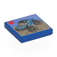 Tile 2 x 2 with LEGO Set, Monster Truck Print, Blue