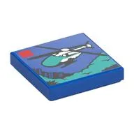 Tile 2 x 2 with LEGO Set Box, Police Helicopter Print, Blue