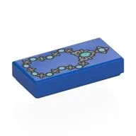 Tile 1 x 2 with Silver Necklace, Bright Light Jewels Print, Blue
