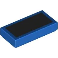 Tile 1 x 2 with Black Surface Print, Blue