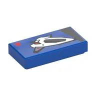 Tile 1 x 2 with LEGO Set Box, Spaceship Print, Blue