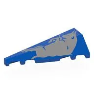 Brick Wedged, Sloped 2 x 5 Left with Silver Bull Print, Blue