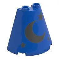 Cone Half 2 x 4 x 3 with Silver Moon, Stars Print, Blue