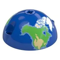 Technic Panel Dome 5 x 5 with Pin Holes with Earth, Northern Hemisphere Print, Blue