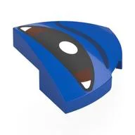 Brick Round Corner, Curved 2 x 2 x 2/3 Quarter Circle with Black/Dark Brown Eye, White Pupil, Left Print, Blue