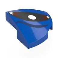 Brick Round Corner, Curved 2 x 2 x 2/3 Quarter Circle with Black/Dark Brown Eye, White Pupil, Right Print, Blue