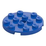 Plate Round 4 x 4 with Pin Hole, Blue
