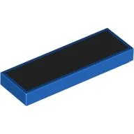 Tile 1 x 3 with Black Surface Print, Blue