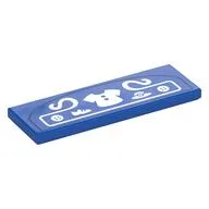 Tile 2 x 6 with White Sign, Shirt, Buttons, Hat, Shoe Print, Blue