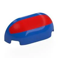 Brick Round, Curved Triple 1 x 3 x 1 with Red Print, Blue