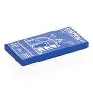 Tile 2 x 4 with 'STATION', BluePrint Print, Blue