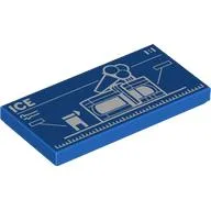 Tile 2 x 4 with BluePrint of Ice-cream Parlor Print, Blue