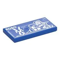 Tile 2 x 4 with BluePrint of Robot World Print, Blue
