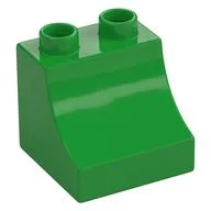 Duplo Brick 2 x 2 x 1 1/2 with Curve, Bright Green