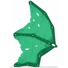 Wing, Large, Right with Dark Green Print, Bright Green