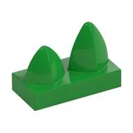 Tile Special 1 x 2 with Two Vertical Teeth / Tooth, Bright Green
