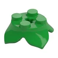 Plant, Leaves, Round 2 x 2 x 2/3 with + Axle Hole and 4 Leaf Extensions, Bright Green