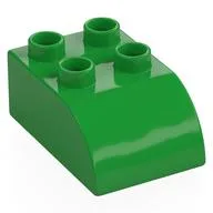Duplo Brick 2 x 3 with Curved Top, Bright Green