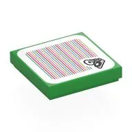 Tile 2 x 2 with Gramophone, Barcode Print (Sticker), Bright Green